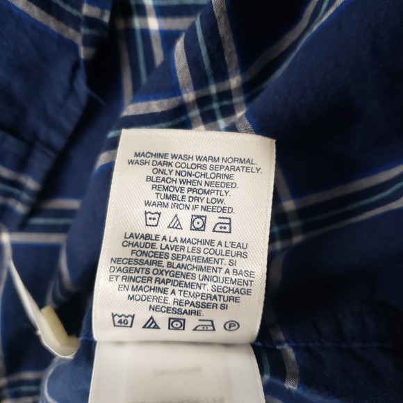 Lands End Mens XL Navy Blue Plaid Button Down Long Sleeve Shirt Preppy Outdoorsy - Picture 6 of 6